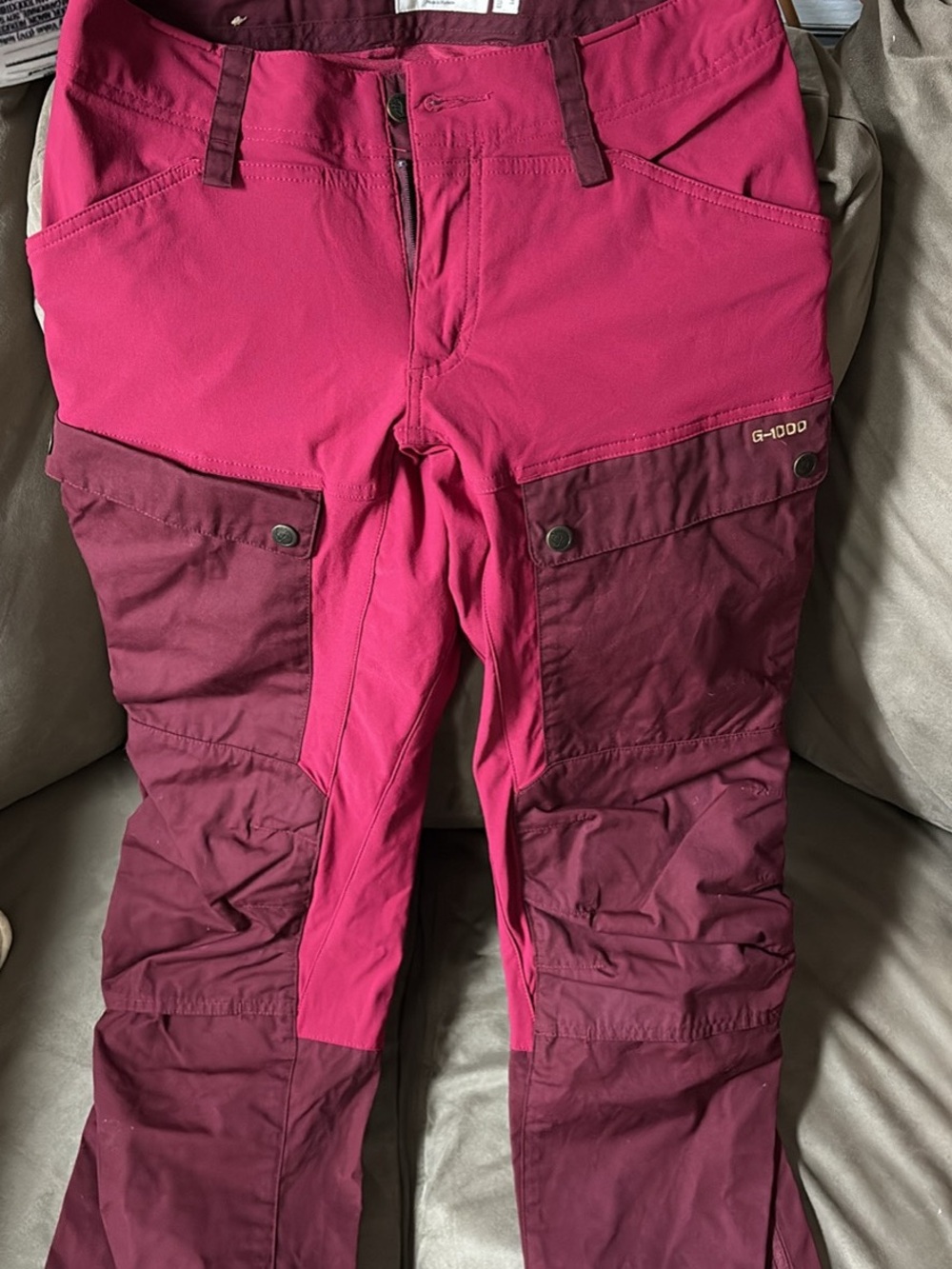 Fjallraven Two-Tone Pink and Burgundy Cargo Sweatpants
